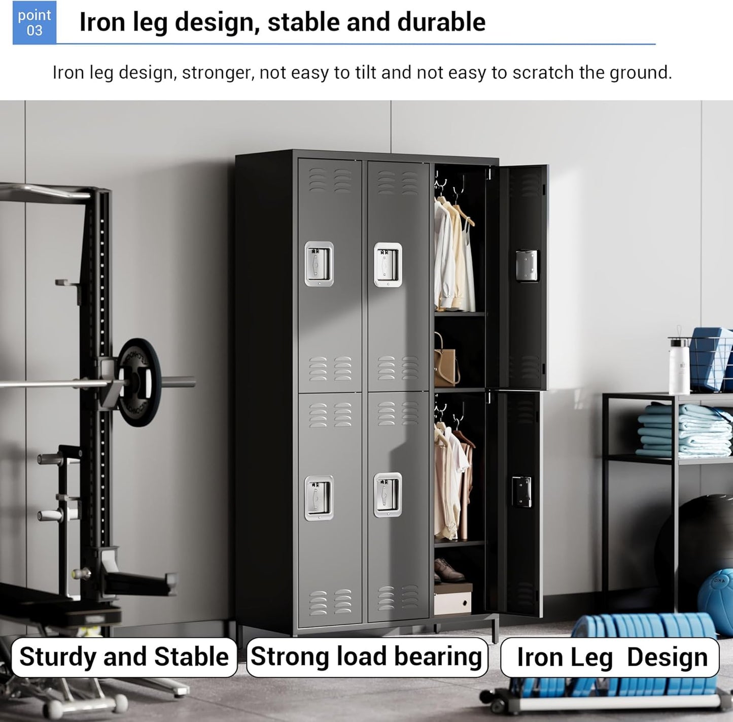 GAOMON Metal Lockers, 6-Door Metal Storage Cabinets Locker, Secure Storage Solution, Perfect for Offices, Gyms, Schools & Homes, Organizes Personal and Work Belongings Easily