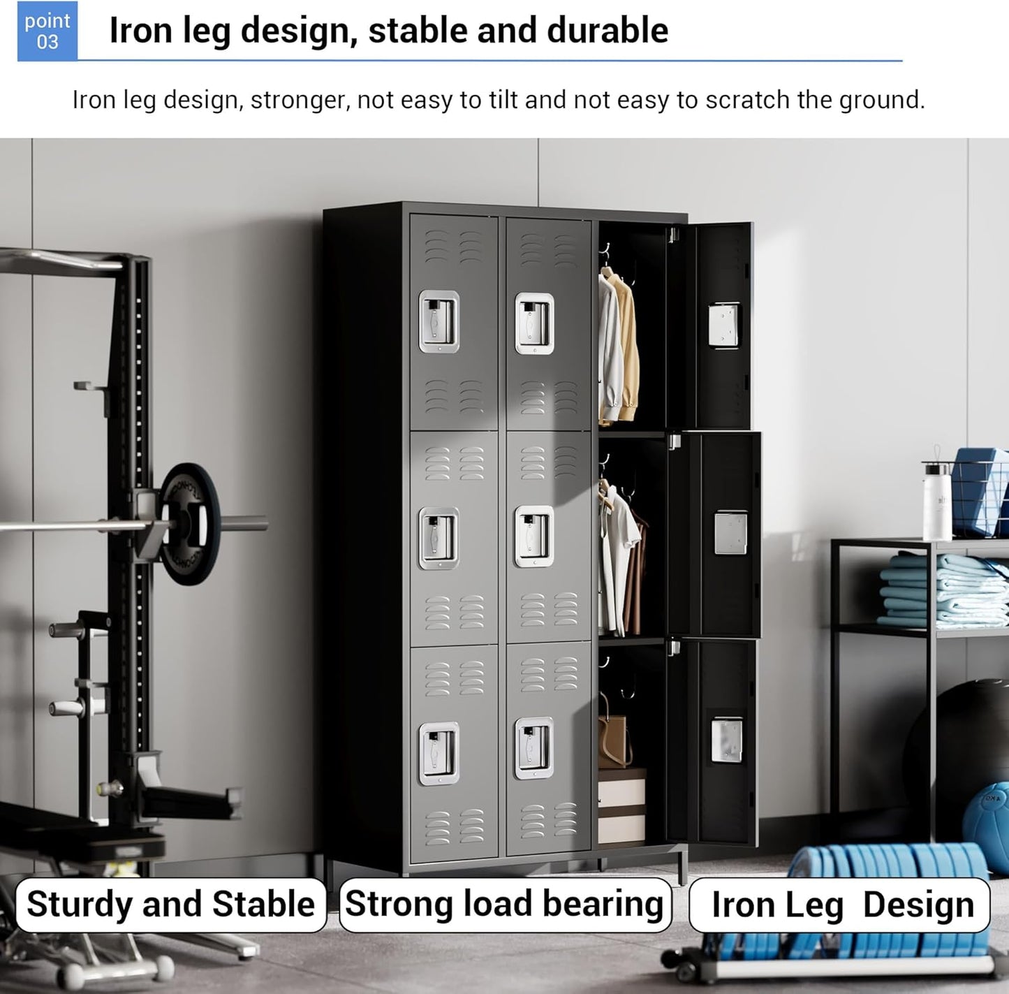 GAOMON Metal Lockers, 9-Door Metal Storage Cabinets Locker, Secure Storage Solution, Perfect for Offices, Gyms, Schools & Homes, Organizes Personal and Work Belongings Easily