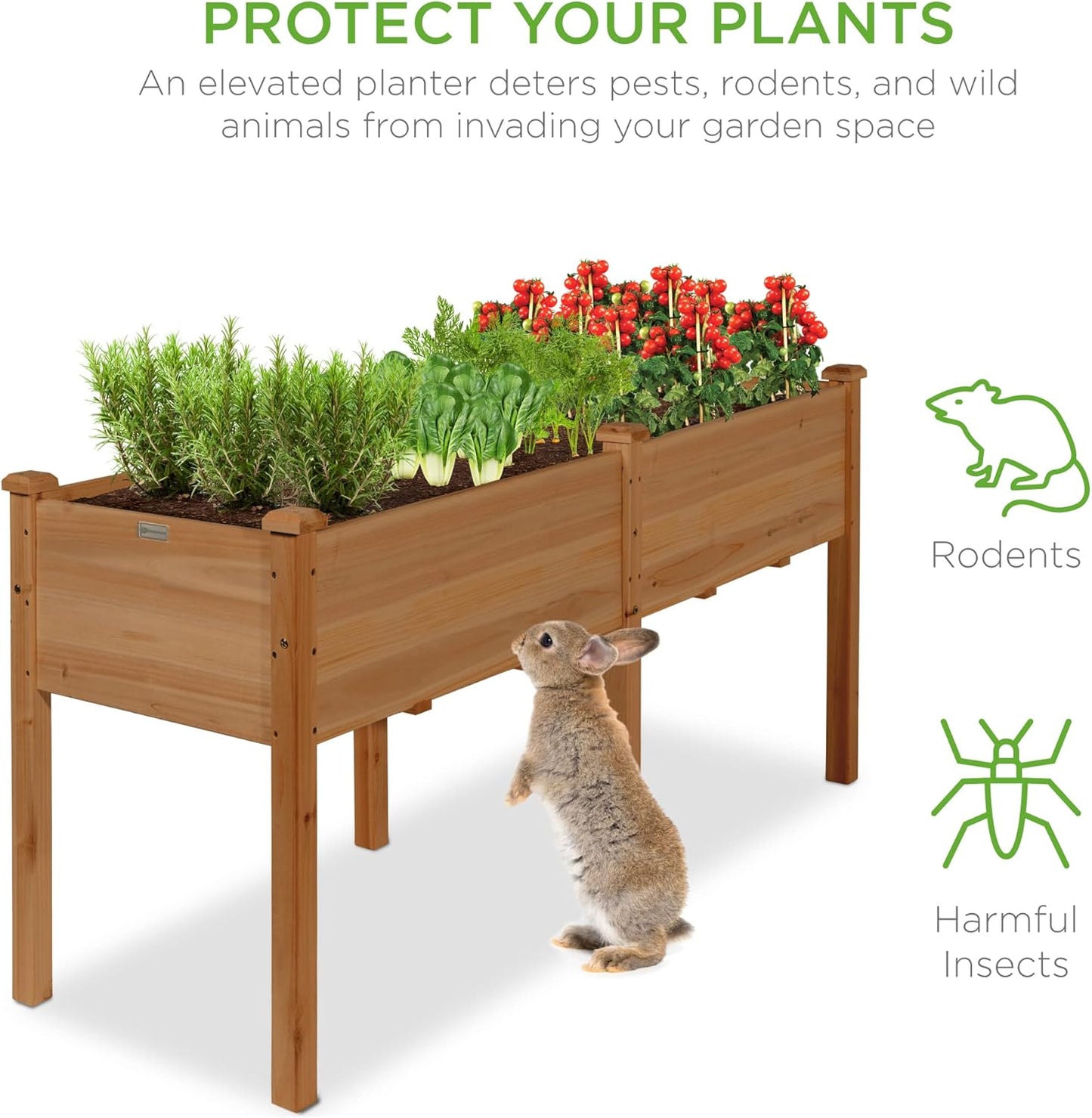 Best Choice Products 72x24x30in Raised Garden Bed, Elevated Wood Planter Box Stand for Backyard, Patio, Balcony w/Divider Panel, 6 Legs, 300lb Capacity - Acorn Brown