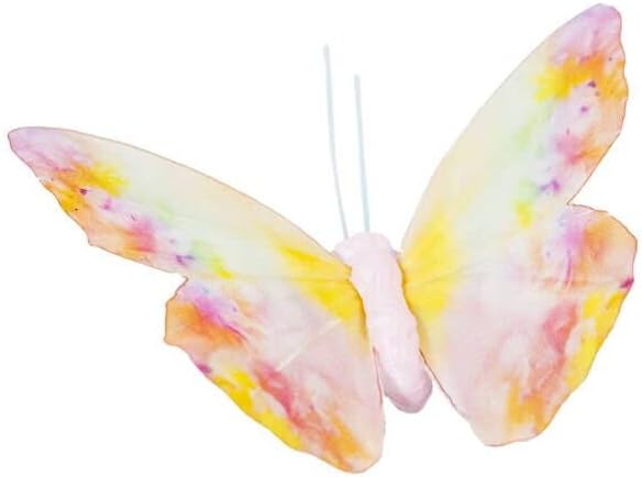 Berfutall- Spring Feather Butterfly Decorations Set 6 Color of 12pcs Vibrant Multi Colored Craft Butterflies on Clip .Party Home Decor Floral Pics