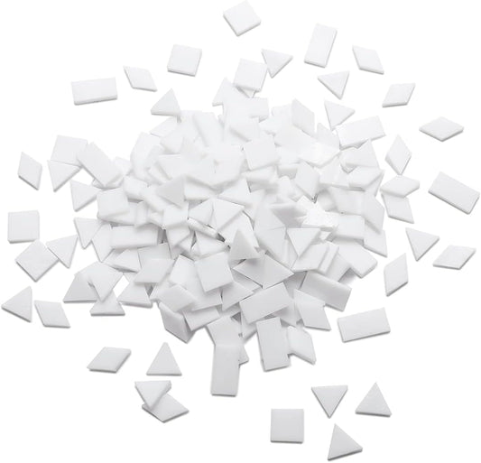 Lanyani Multi-Color Glass Mosaic Tiles - Mixed Shapes, 200 Pieces, Regular White