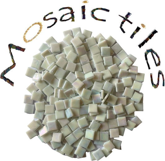 SMEIINIK 1.1lb Bulk Single Iridescent Color Mosaic Tiles for Crafts, Glass Mosaic Pieces for Mosaic Puzzles, Stained Glass Tiles for Mosaic DIY, Mosaic Making Supplies(WJ01-1)