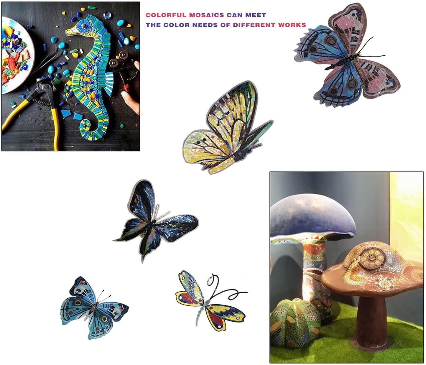 SMEIINIK 500g/1.1lb Bulk Iridescent Color Glass Mosaic Tiles for Crafts,Square Glass Mosaic Pieces for Mosaic Works,Mosaic Material (WJ17-18)