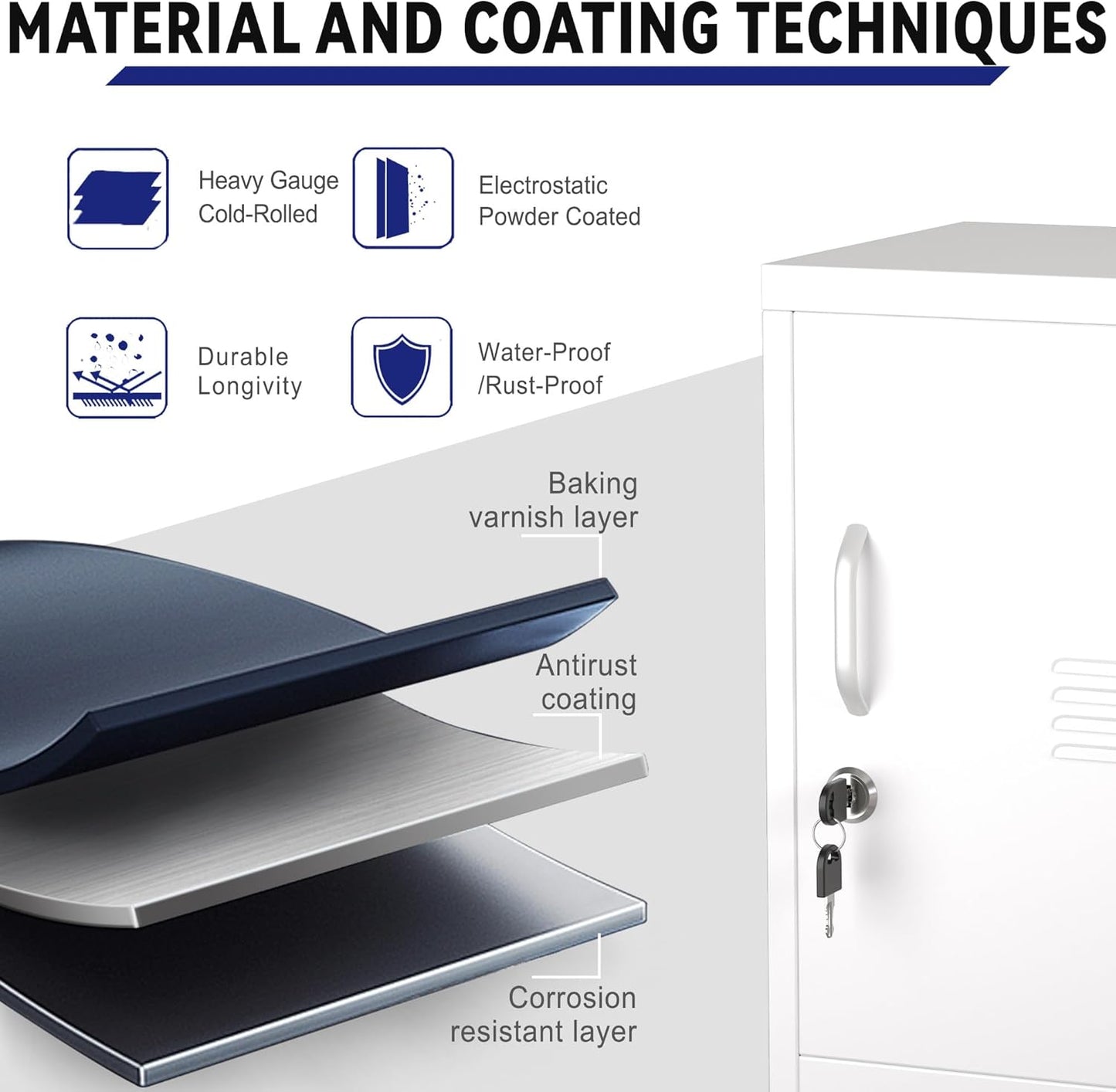 24.4" H Metal Locker Storage Cabinet with 1 Doors, Pantry with Shelves, Storage Cabinet with Adjustable Leveling Foot for Kitchen, Employees, Office, Kids Locker