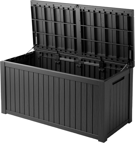 200 Gallon Outdoor Storage Box - Waterproof Patio Deck Box for Outside Deliveries, All-Weather Resin Bin with Lock for Cushions & Tools, UV-Resistant, Matte Black