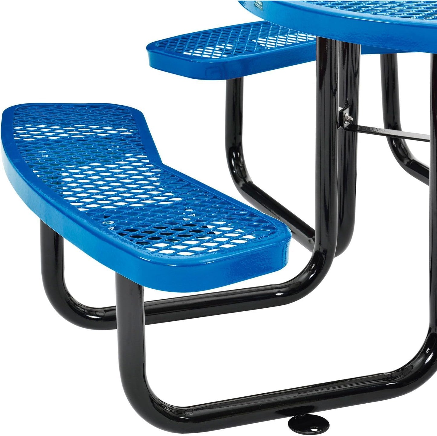 GLOBAL INDUSTRIAL 46 inch Expanded Metal Round Picnic Table, Blue
