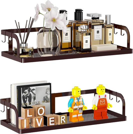 PUSDON Metal Wall Hanging Basket 2 Packs DIY Suitable for Multiple Scenes - Middle Bronze Hollowout