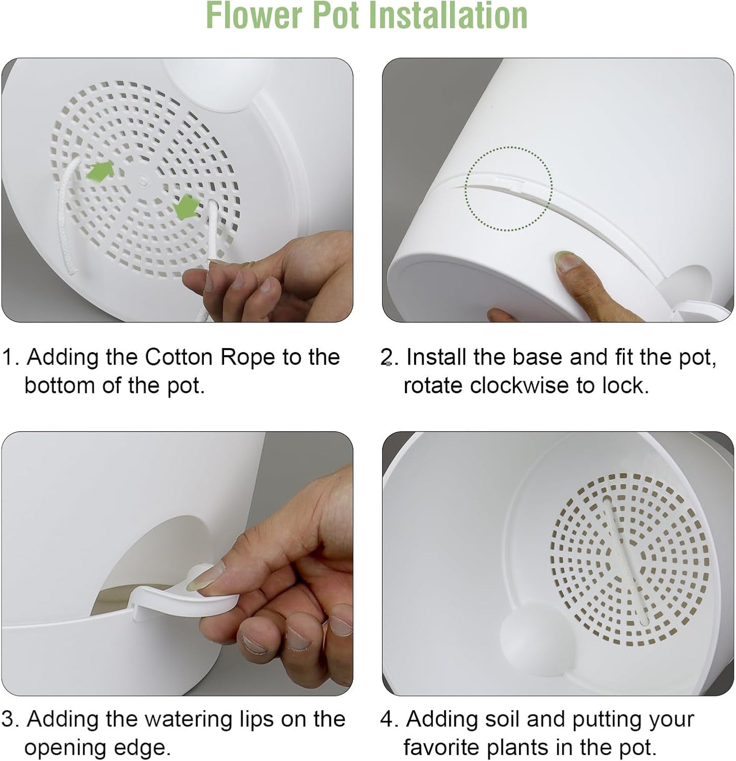 12 inch Large Self Watering Pots for Indoor Outdoor Plants, Flower Plant Pots with Mesh Drainage Holes for Garden House, Plastic Planters with Reservoir for Home, White