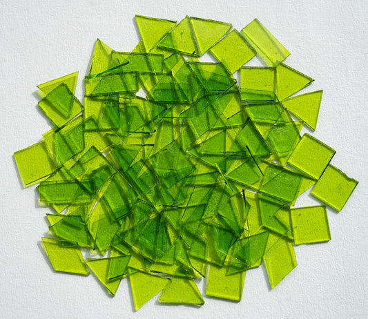 4 Shapes Large Transparent Mosaic Tiles for Mosaic Crafts, 200G Textured Stained Glass Supplies for Glass Mosaic Pieces, 70pcs Bulk Glass Mosaic Tiles for Glass on Glass Project, Green Grass