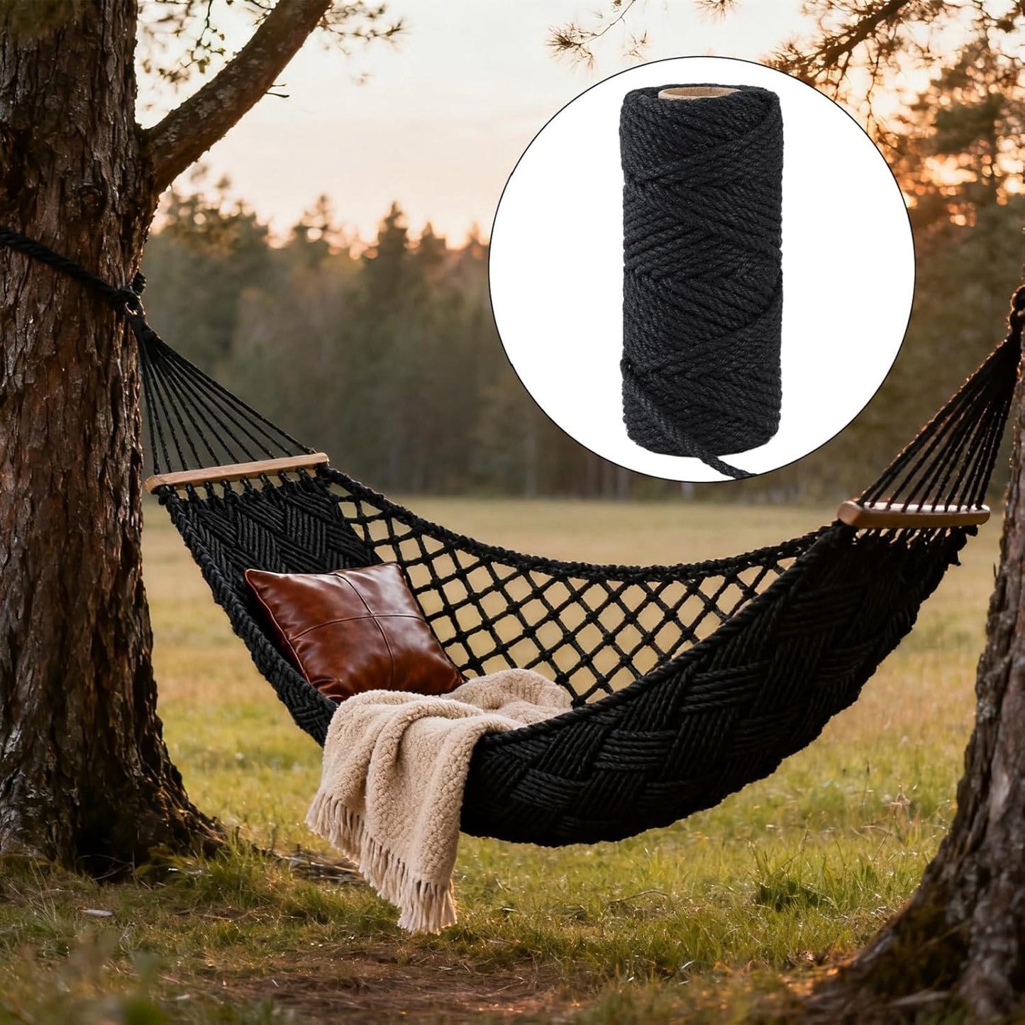 5mm 100 Feet Black Natural Jute Twine, for Crafts Gift, Craft Projects, Wrapping, Bundling, Packing, Holiday Packaging Twine, Gardening and More, Jute Rope to Use Around The House and Garden