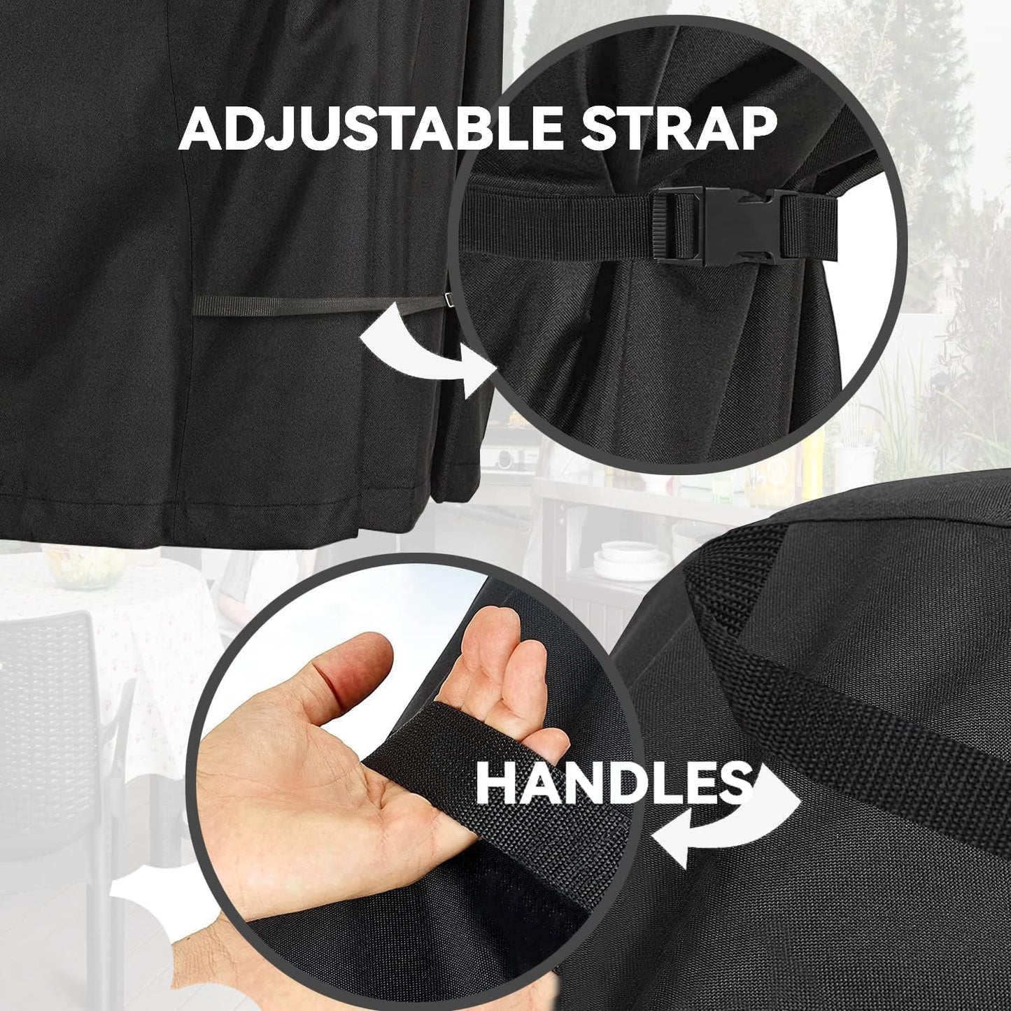 Outdoor Bar Cover Heavy Duty Waterproof Cover for Wicker with 54 inch Outdoor Utility Cart and Storage Cabinet Black